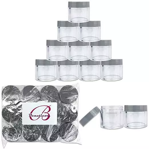 12 Piezas 30G/30ML Redondo Transparente Cosmético Muestra Botes Contenedor Gris