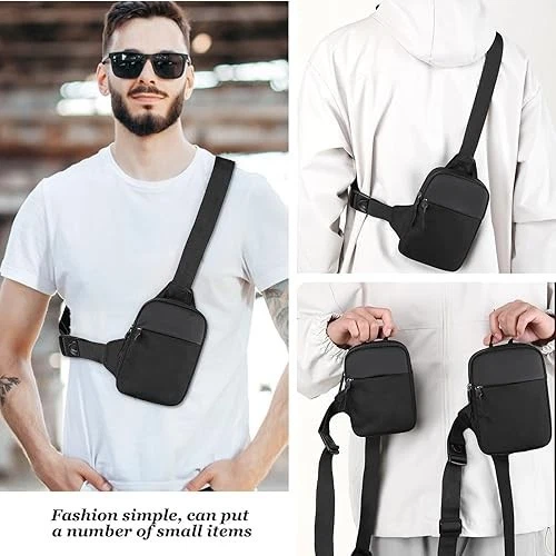 Sacoche Poitrine Homme Étanche – Sling Bag Compacte Noir Pour Voyage & Sport
