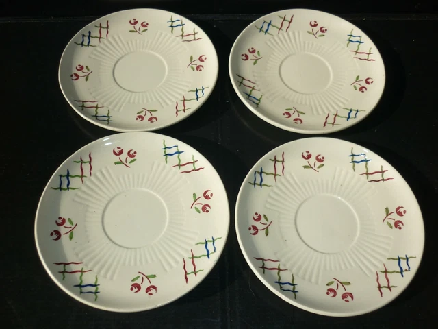 Lot De 4 Soucoupes K & G Lunéville - Demi-porcelaine - Blanc - Années 60-70 - Très Bon état