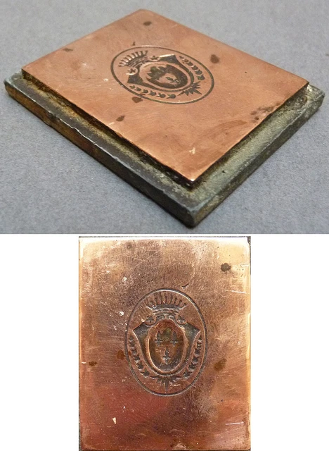 Matrice de sceau cachet en cuivre Armoiries fleur de lys