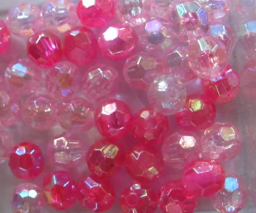 150 6mm rund facettiert Kunststoff Acryl AB Transparente Perlen Farbe wählen