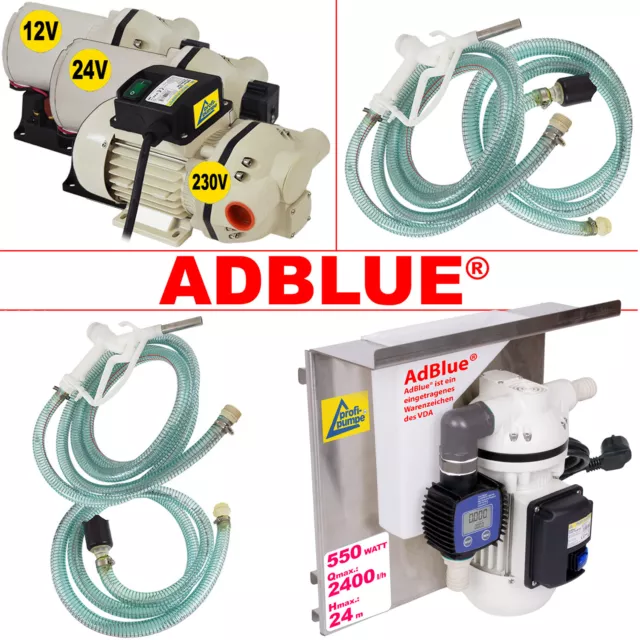 Set AdBlue® 12V-Pumpen-Set, selbstansaugend, mit Saug- und Druckschlauch,  Adblue-Zapf-Pistole und Zubehör