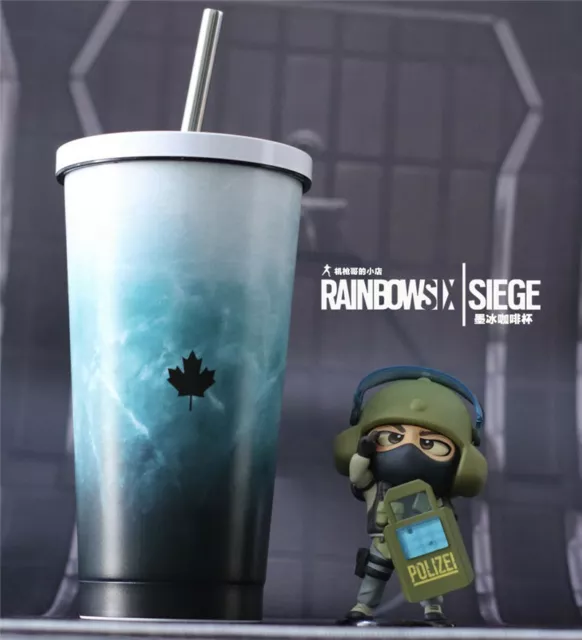 Rainbow Six R6 Blakc Ice Mug Coffee Cup Straw Cup Steel 304 Sucker Cup 500ML