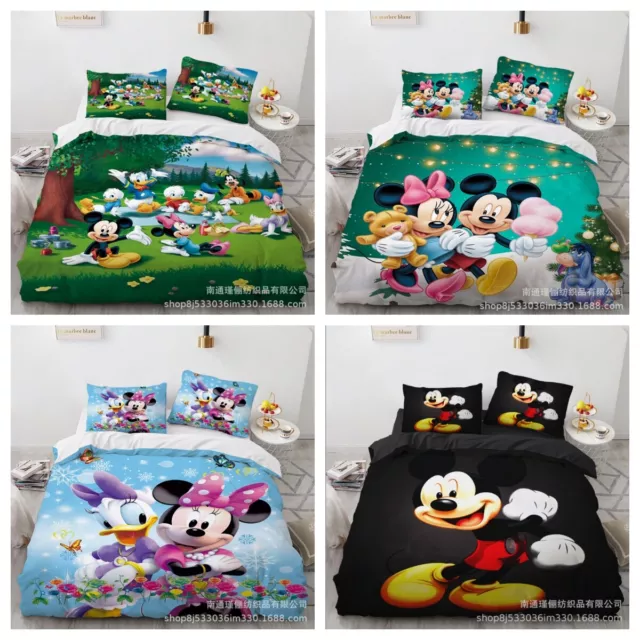 Nuovo set biancheria da letto 3D bambini Topolino Minnie copripiumone singolo doppio 3 pz