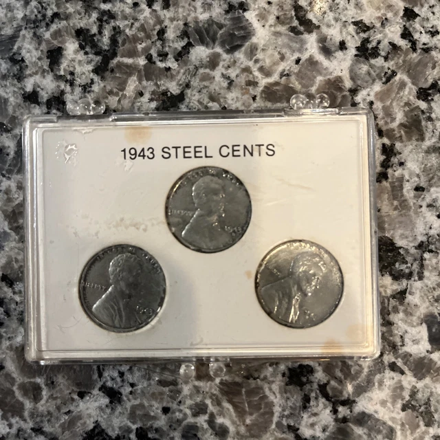 1943 P D S Wheat head Lincoln 3 Penny Set