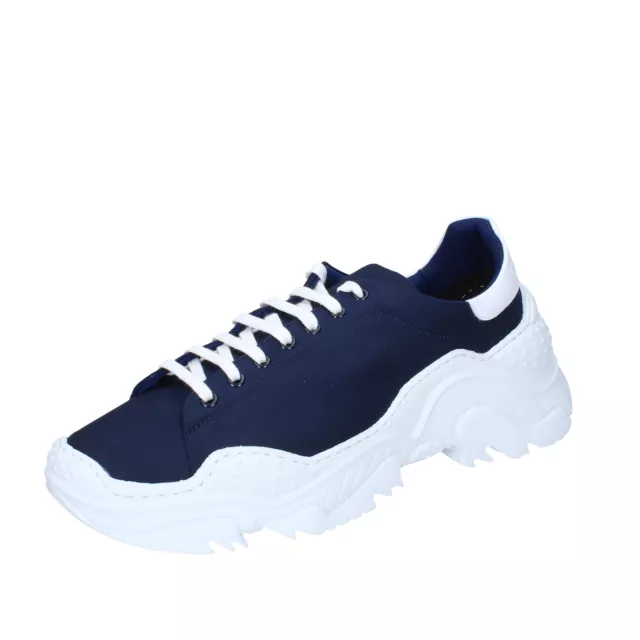 Chaussures Hommes N°21 42 Ue Baskets Bleu Tissu Blanc BF344-42