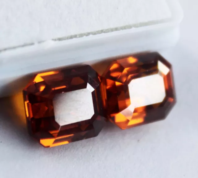 14 Ct NATURAL Sapphire Orange CERTIFIED Loose Gemstone Emerald Shape PAIR