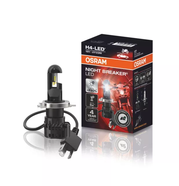 OSRAM H4 LED Night Breaker Straßenzulassung Motorrad Lampe moto 12V 6000K 23/27W