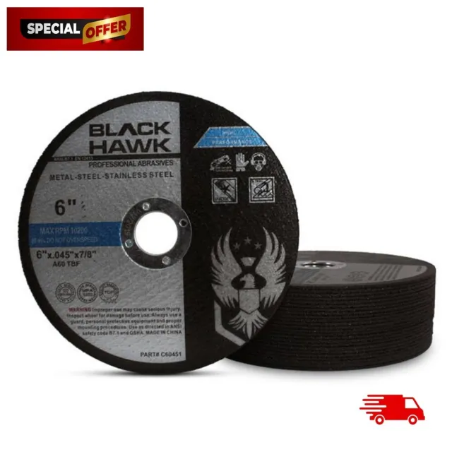 FREE DELIVERY Black Hawk 6" x .045 x 7/8" Cutting Disc T1 - 25 Pack - BRAND NEW!