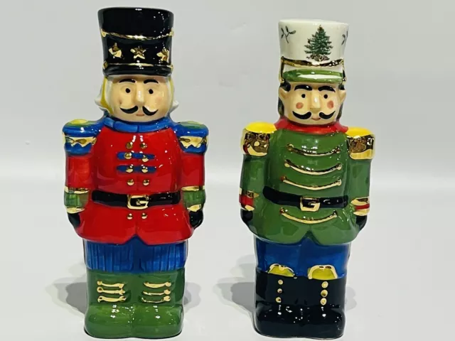 Spode Christmas Tree Nutcracker Earthenware 4.5 Inches Figural Salt and Pepper