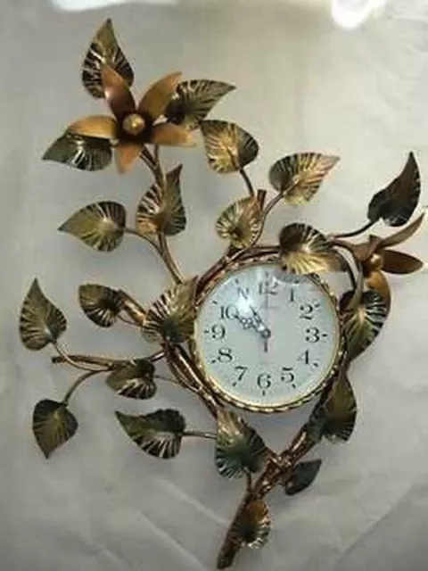 Big Wall Clock Lily Wrought Iron Gold