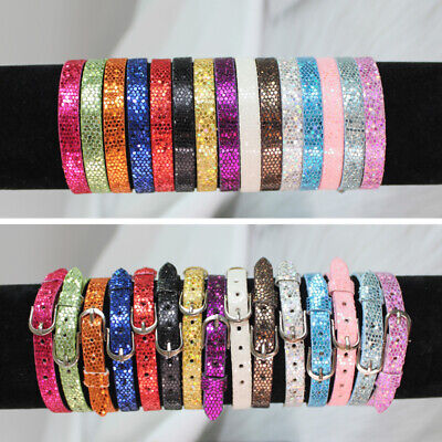 10pcs 8MM Sparking Bracelet Wristband Fit Slide Letter Charms Pet Collar