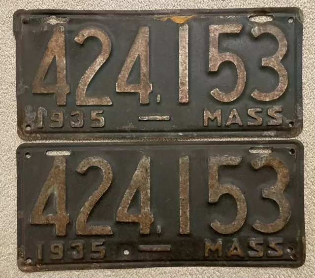 Matched Pair 1935 Massachusetts License Plates