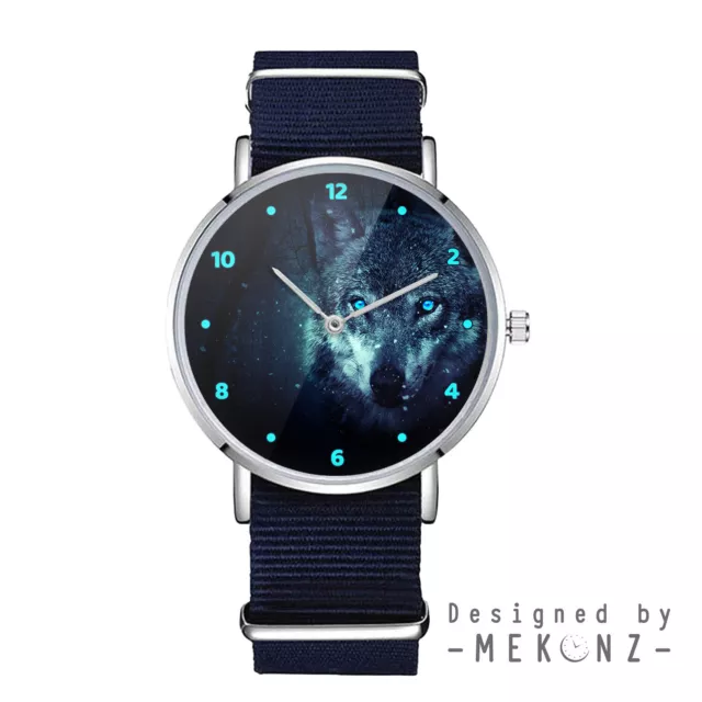 Wolf Lover Starry Sky Wristwatch Men Women Nylon Watch Christmas Birthday Gift