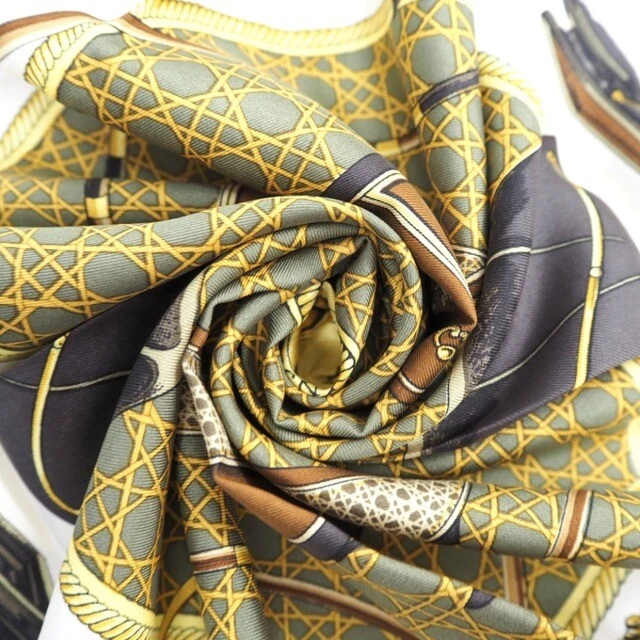 Hermes Scarf Folding Covered Wagon Les Voitures Transformation Carre90 Bla 4Wa04