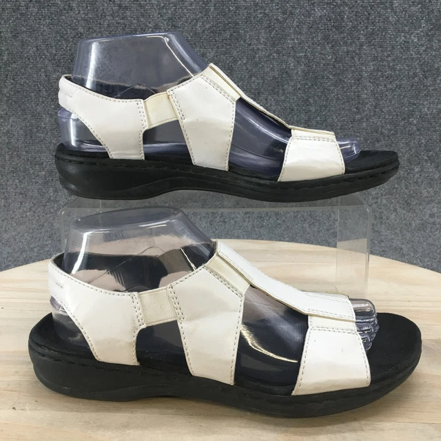 Clarks Sandals Womens 7.5 M Slingback Strappy White Open Toe Casual Comfort