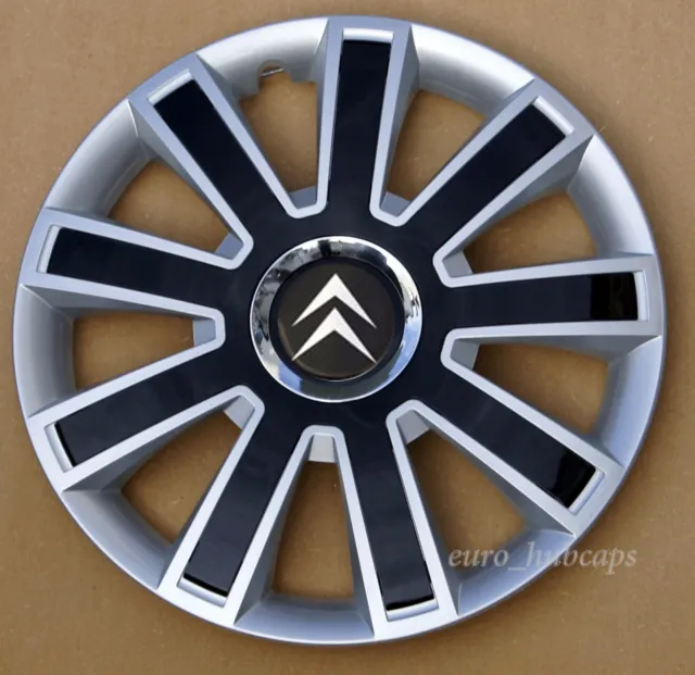 Silver/Black 14" wheel trims, Hub Caps, Covers to fit Citroen Berlingo