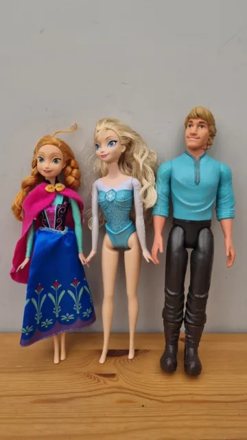 Disney Frozen Mattel Dolls Anna Elsa & Kristoff