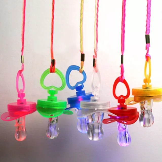 12 Pcs Light Up Pacifiers LED Party Glow Whistle Flashing Lanyard Party Wave