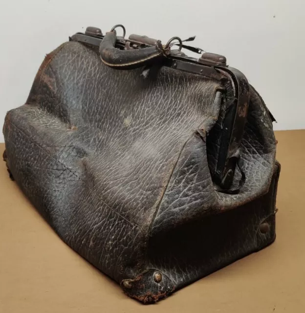 ANTIQUE MEDICAL DOCTOR S Brown Leather Bag 1800 s Deadwood South