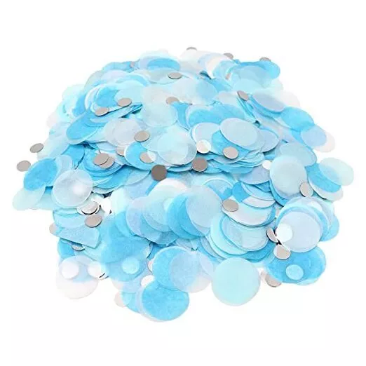 VCOSTORE Tissue Paper Confetti Circles - Round Paper Blue White & Sliver
