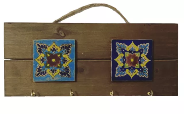Framed Persian Ceramic Tile (Hand Painted and Glazed Ceramics) Decor key holder