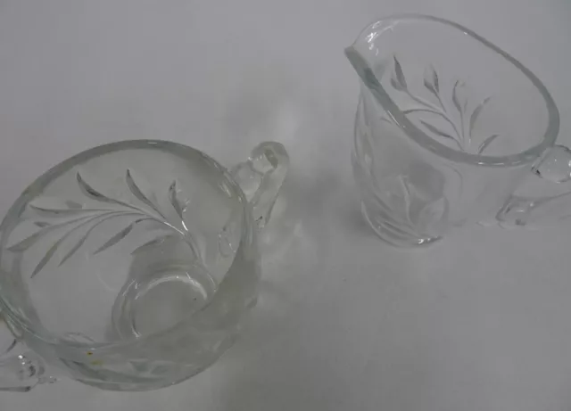 Pair Matching Clear Pressed Glass Creamer & Sugar Bowl