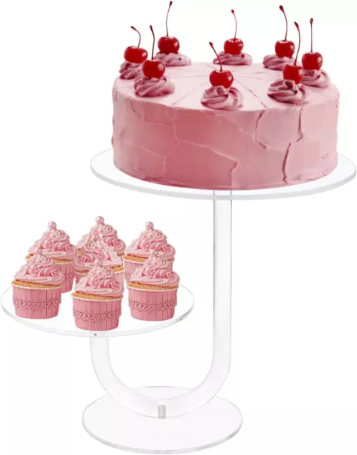 2 Tier Cupcake Stand Acrylic Cake Holder - Premium Dessert Display Stands for De
