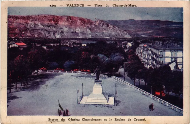 CPA VALENCE Statue du General Championnet et le Rocher de Crussol (403855)
