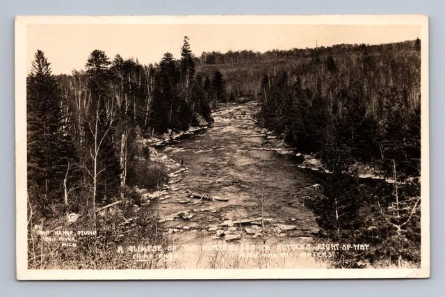Paint River "Nature's Right of Way" Iron River Michigan RPPC Antique Photo ~30s