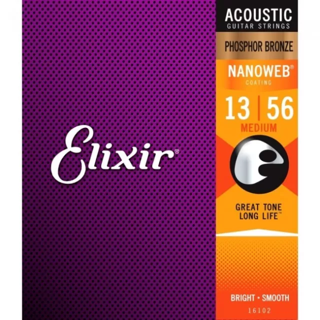 3 x Sets Elixir Acoustic Guitar Strings Phosphor Bronze Medium 13-56 Genuine USA