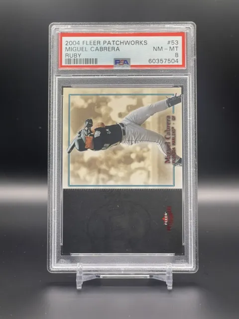 2004 Fleer Patchworks Miguel Cabrera Ruby Psa 8