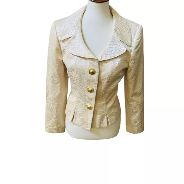 GANTOS WOMEN'S SIZE 6 Yellow Blazer Jacket Made in USA Shiny Snakeskin ...