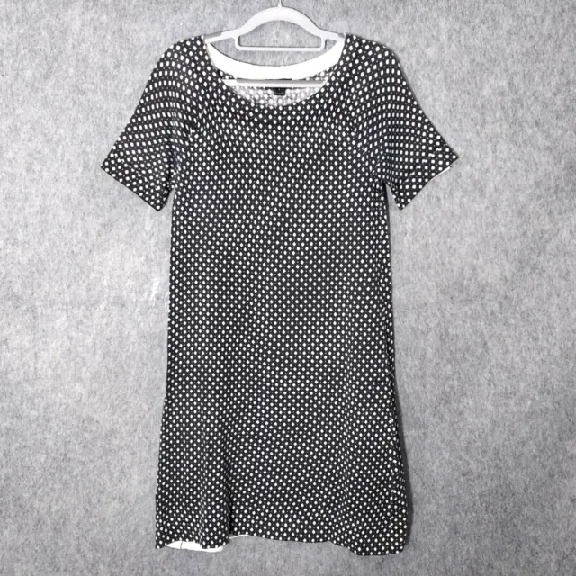 J CREW DRESS Small Shift Cotton Sweater Knit Polka Dots Black White ...