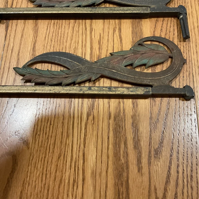 Antique Victorian Cast Iron Extending Curtain Rods Swing Arm Pair Art Deco MCM 2