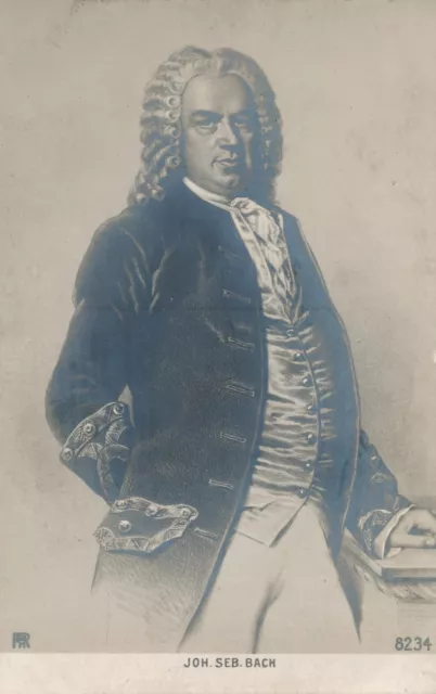 Johann Sebastian Bach (German Composer) Real Photo Postcard of Painting rppc