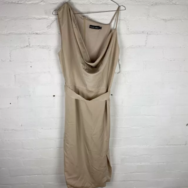 Lavish Alice Cowl Neck Belted Midi Dress Clay UK14 RRP£95
