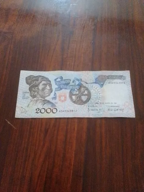 2000 Escudos Portugal 1991 Vf