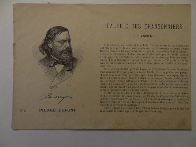 Recueil de 7 partitions chansonnier Pierre Dupont Gangloff Pradels Jacotot Berva