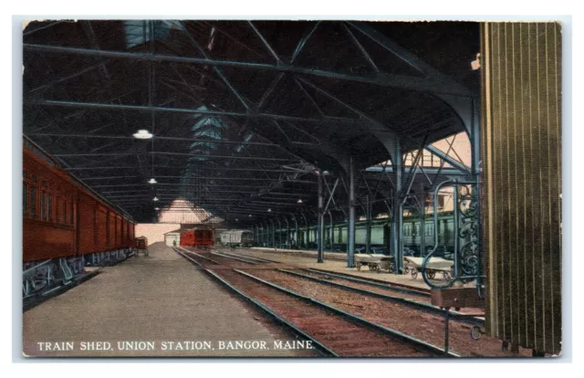 Postcard Train Shed, Union Station, Bangor ME posted no date C72