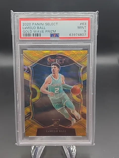 2020 LAMELO BALL Panini Select Gold Wave Prizm Rookie RC #63 PSA 9