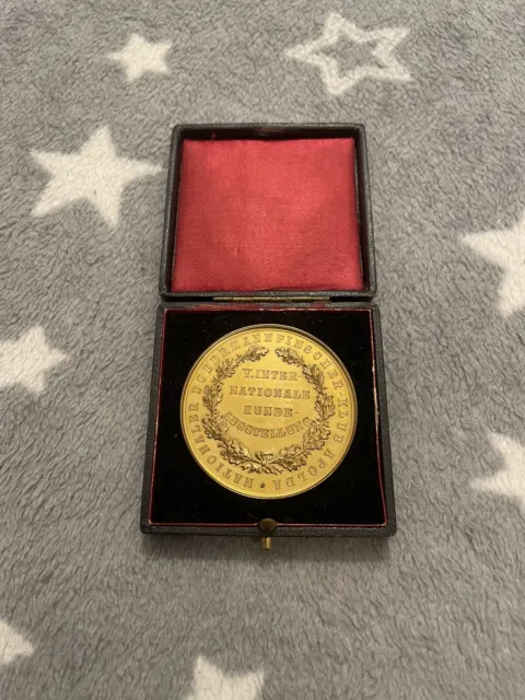Antique German Doberman Pinscher Klub Medal 1906 5Cm Cased Freepost Uk