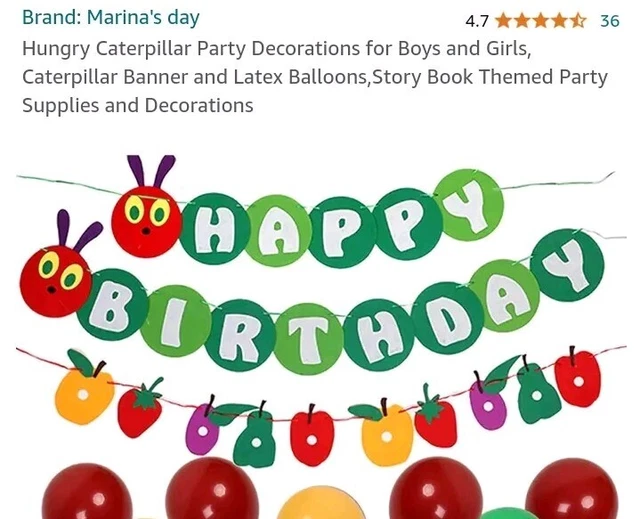 ERIC CARLE THE Very Hungry Caterpillar Happy Birthday Banner Party ...