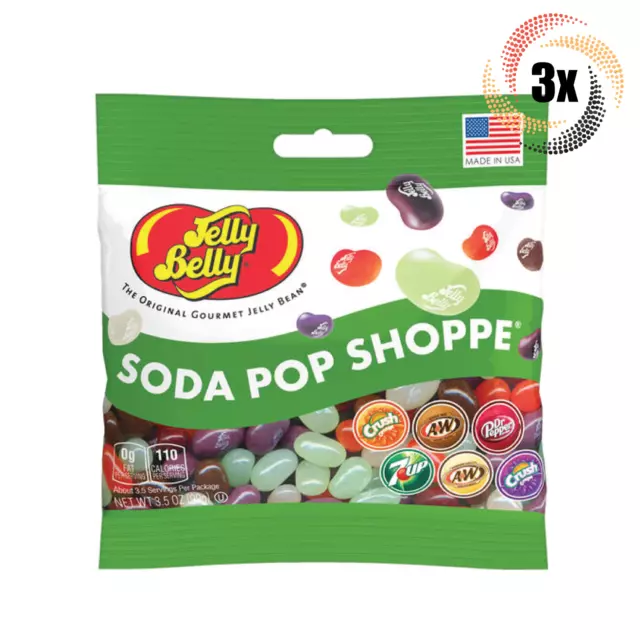 3x Bags | Jelly Belly Beans Soda Pop Shoppe Crush A&W 7UP Flavor Candy | 3.5oz |