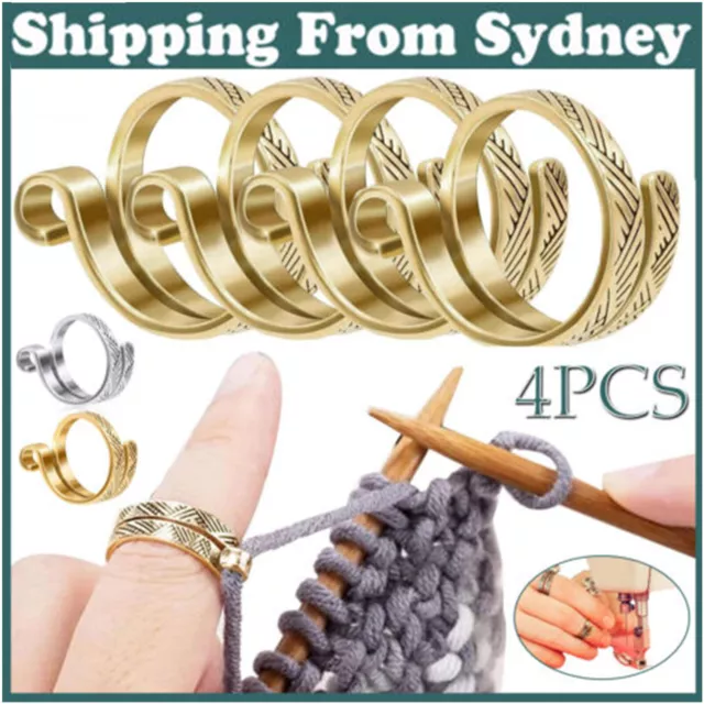 4PCS Crochet Finger Rings Crochet Tension Ring Adjustable Open Yarn Guide Finger