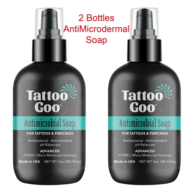 2x Tattoo Goo Deep Cleansing Soap Piercing Aftercare 3oz Foam New Formula
