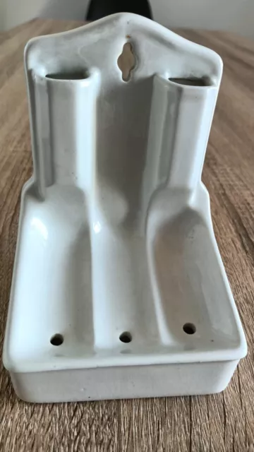 Antico PORTA SAPONE E PORTA SPAZZOLINI DA PARETE CERAMICA  - LAVENO -  VINTAGE