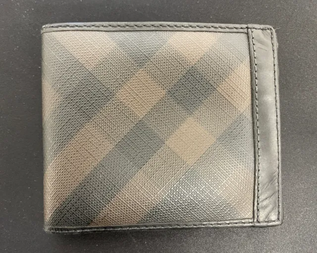 550$ Burberry Men's Edin London Check Pouch Clutch Wallet Leather