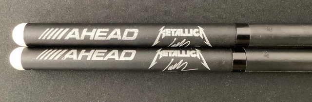Easton Ahead Black Drumstick Pair Metallica Logo Lars Ulrich Sig Model Rock HOF Easton Ahead Black Drumstick Pair Metallica Logo Lars Ulrich Sig Model Rock HOF