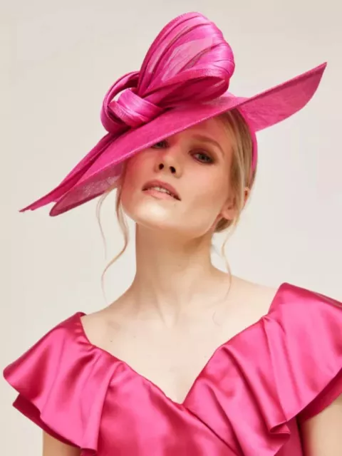 John Lewis Fascinator Magent Wide Brim Trim Hat  Headband BNWT RRP£165